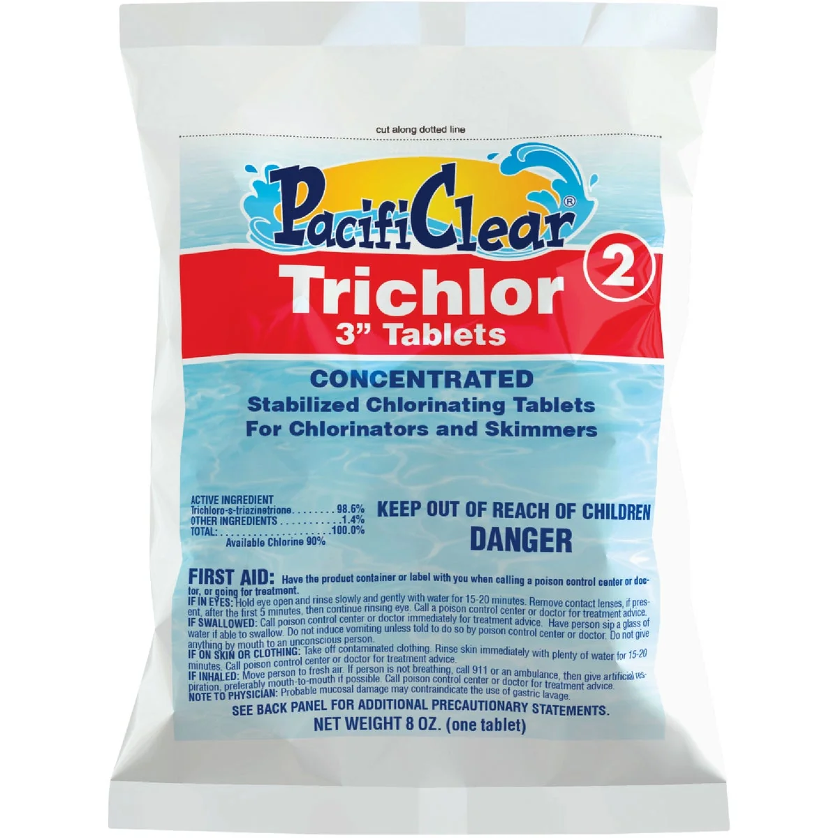 Recyclable PacifiClear 3 In. 8 Oz. Trichlor Chlorine Tablet Advanced