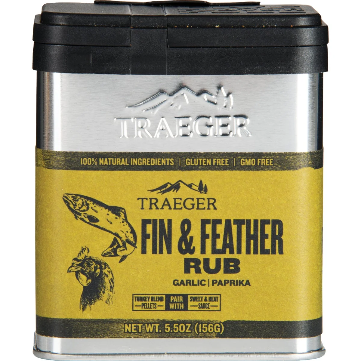 Top-Quality Traeger 5.5 Oz. Garlic Paprika Flavor Fin Feather Rub Organic