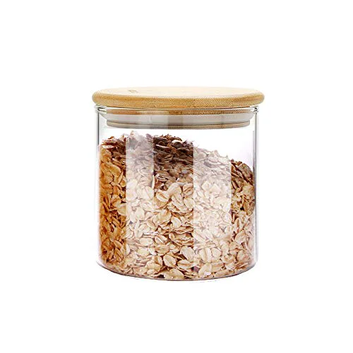 Exceptional Glass Food Storage Containers Jar Seal Bamboo Lids 600ml Airtight Canister Organization Sets Stackable Natural