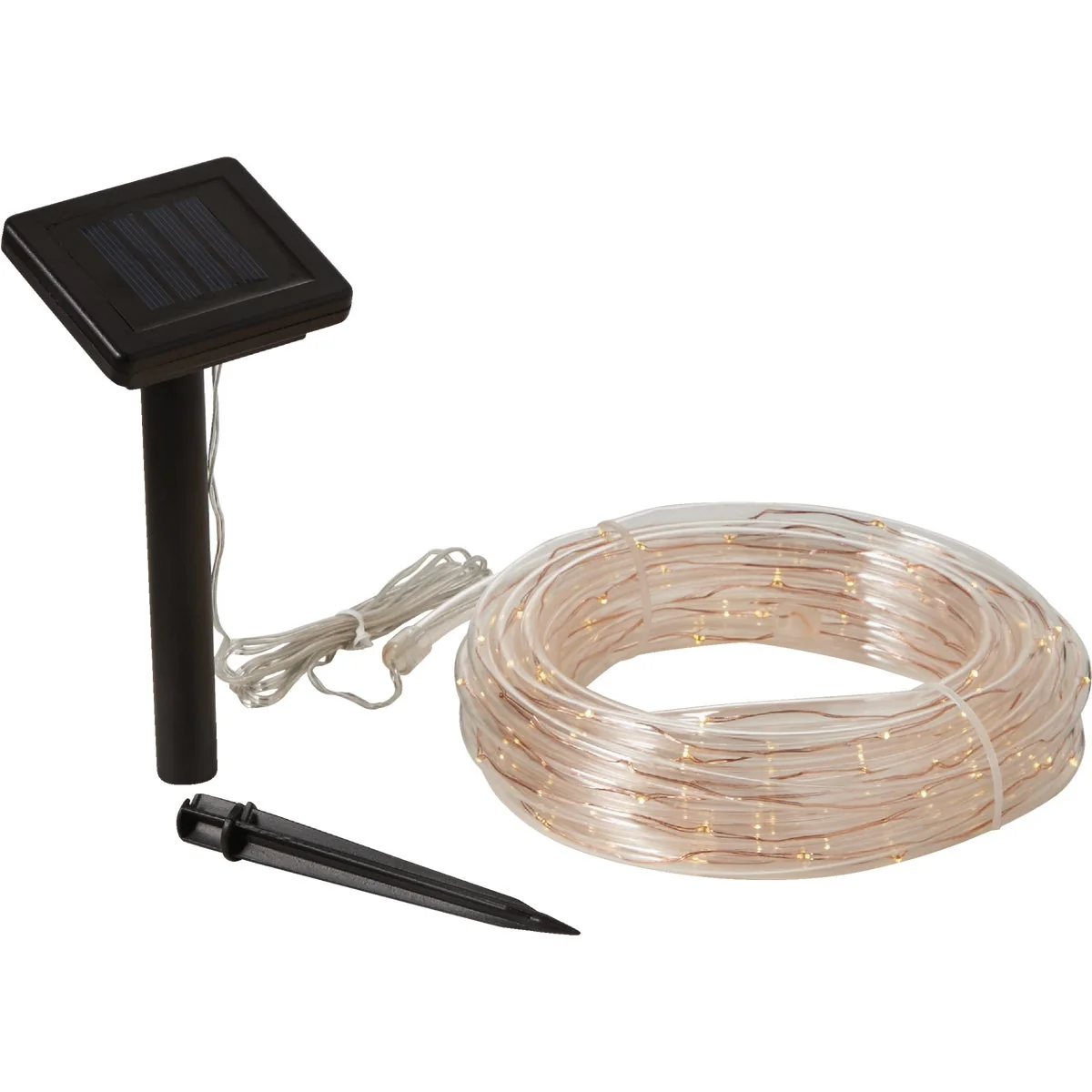 High-End Outdoor Expressions 28 Ft.100-Light LED Warm White Solar Rope Light Solid