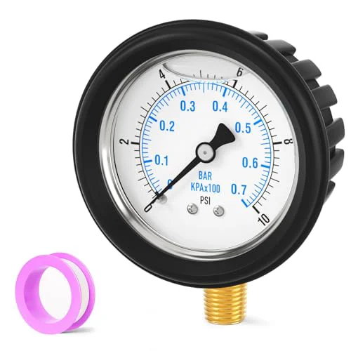 Official 0 10PSI Stainless Steel Liquid Filled Pressure Gauge Clean