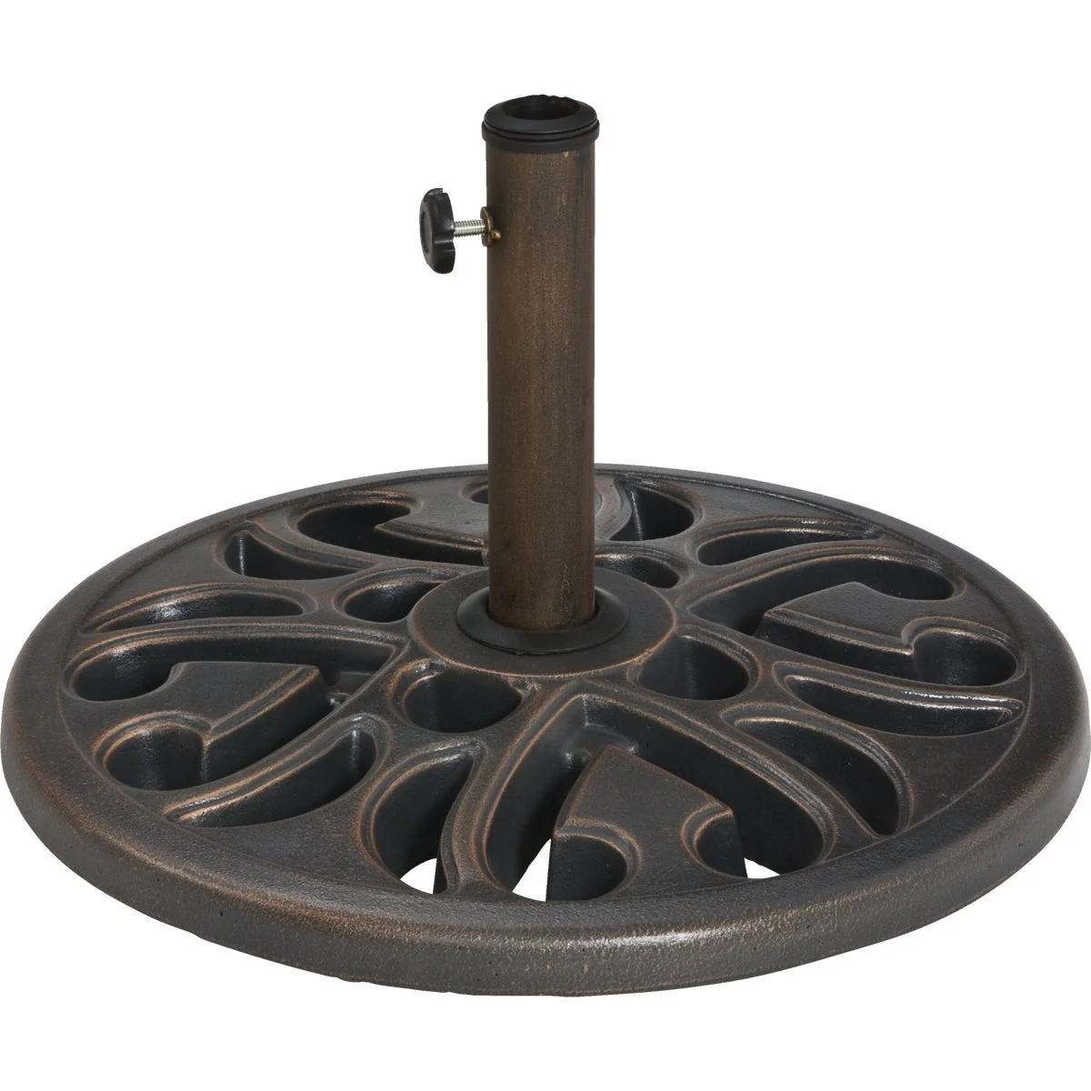 Sustainable Outdoor Expressions 20 In. Round Bronze Polyresin Umbrella Base Safe