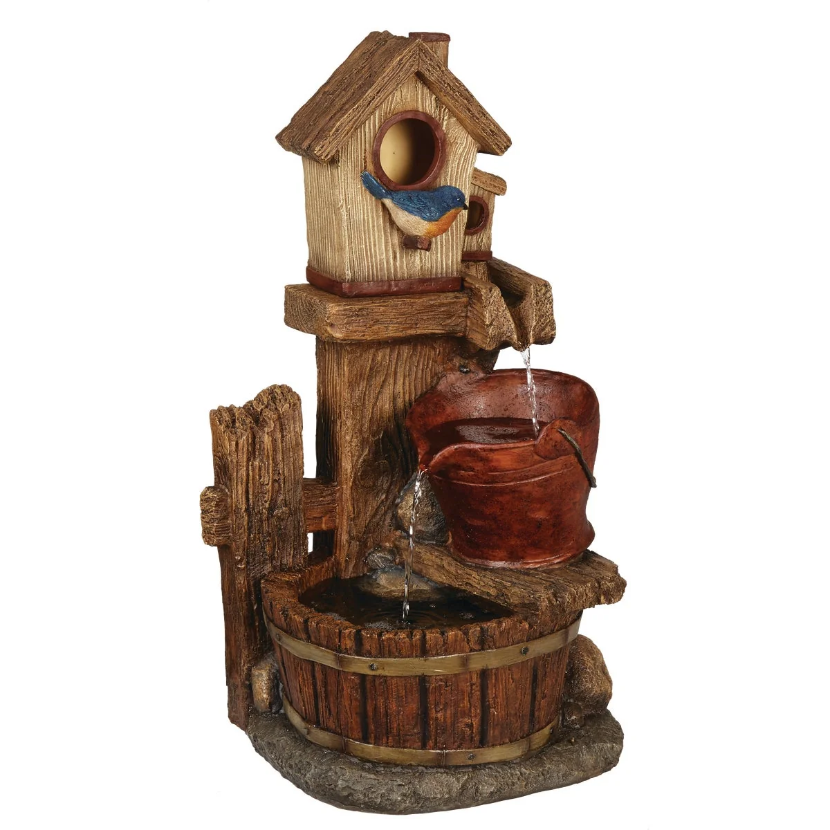 Flexible Garden 13.5 In. W. x 26.5 In. H. x 10.5 In. L. Polyresin Birdhouse Fountain Original