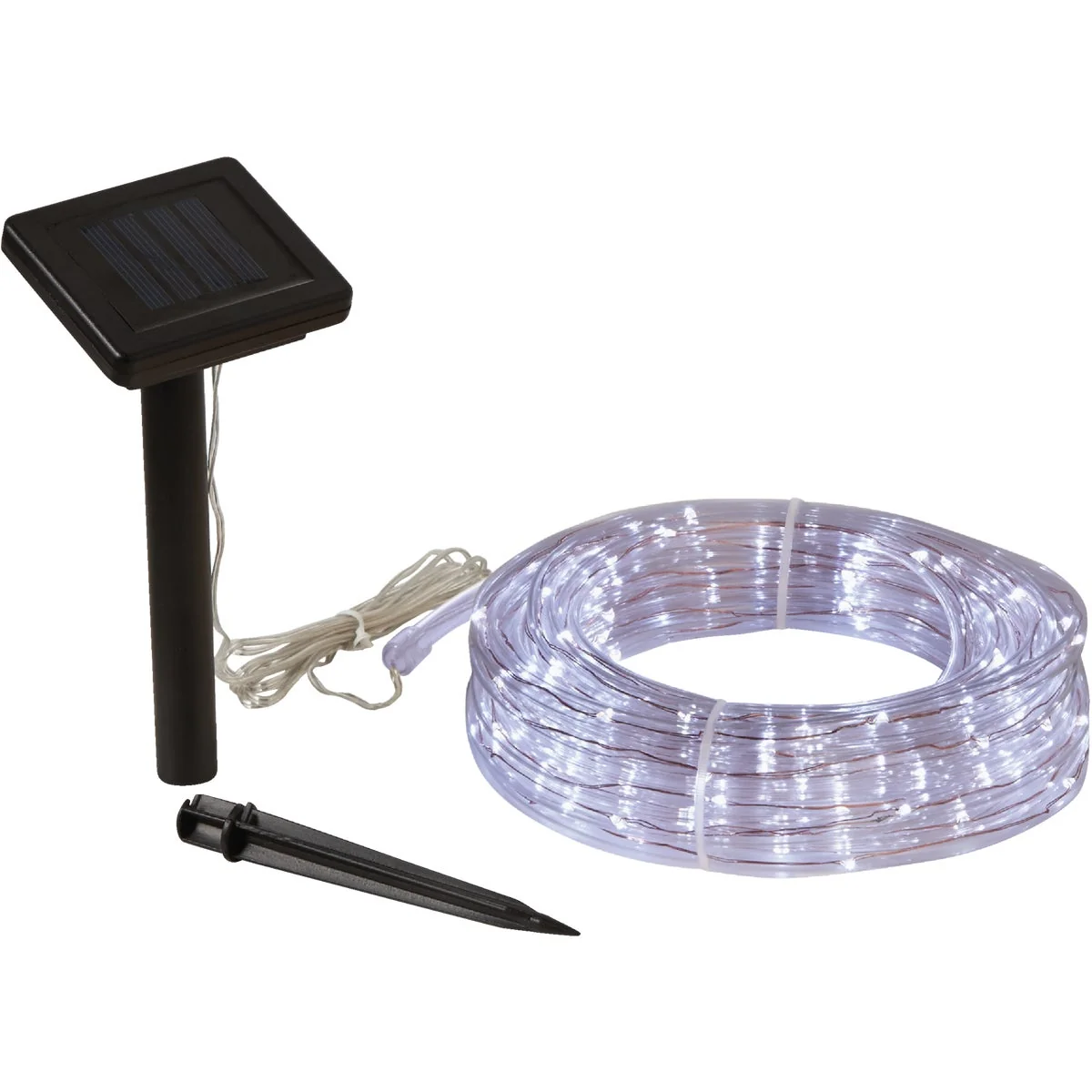 Flexible Outdoor Expressions 28 Ft. 100-Light LED Cool White Solar Rope Light Fashionable