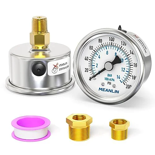 Functional 0 200Psi Dry Pressure Gauge Stainless Steel 1 Lightweight