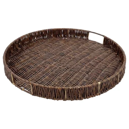 Advanced Round Ottoman Tray Large Wicker Serving Tray with Handles Superior