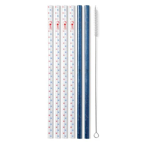 High-End Reusable Straw Set with Cleaning Brush 6 Count Proven