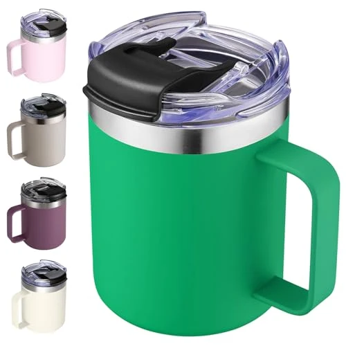 Flexible 12oz Insulated Travel Coffee Mug with Handle Convenient
