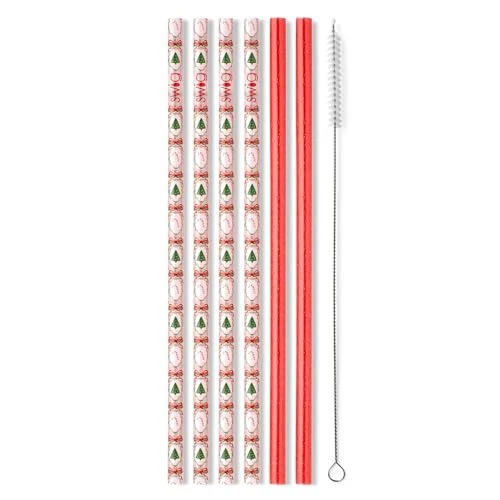 Casual Reusable Straw Set with Cleaning Brush 6 Count Easy-to-Use