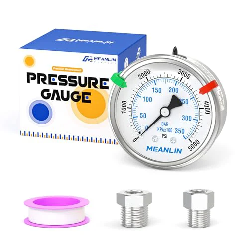 Carefully Designed 0 5000Psi Stainless Steel Liquid Filled Pressure Gauge 2.5 FACE DIAL 1 User-Friendly