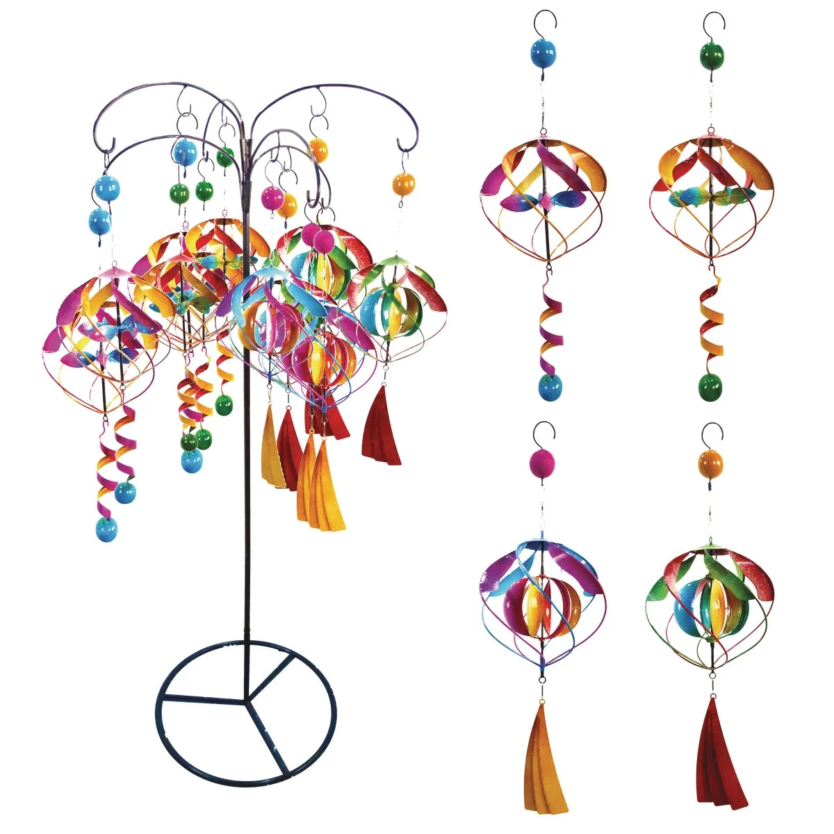 Traditional Alpine 17 In. H. Multi-Color Iron Glamorous Hanging Wind Spinner Long-Lasting