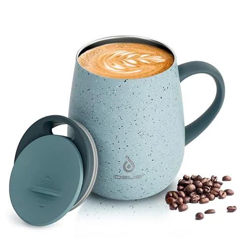 Modern 16 oz Insulated Coffee Mug with Lid and Handle Genuine