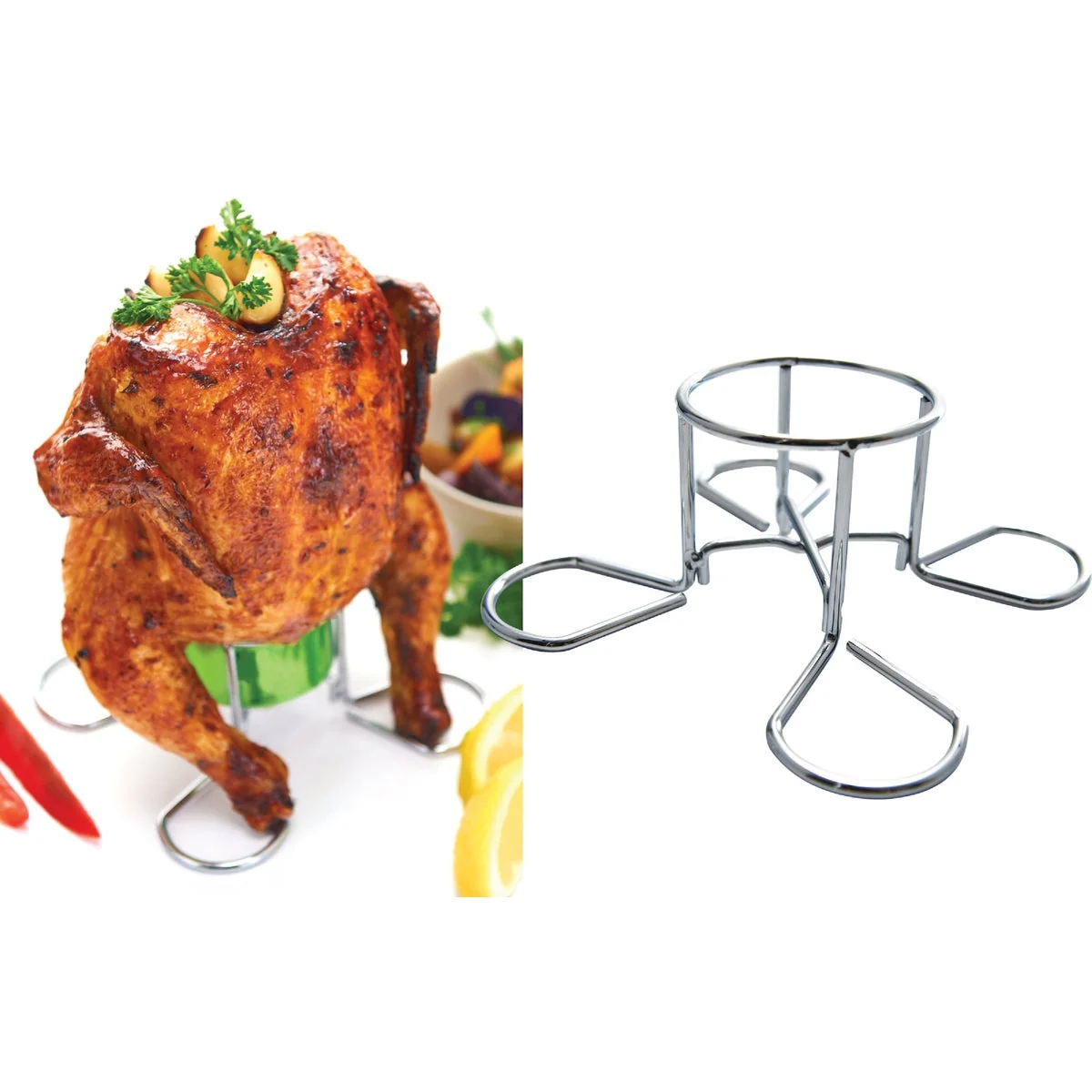 Exclusive GrillPro Heavy-Duty Chrome Chicken Roaster Premium