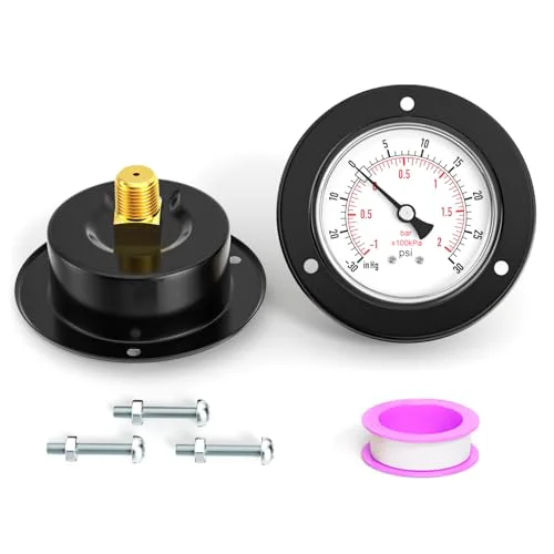 Efficient 30inHG 30PSI Black Front Flange Panel Mount Unique