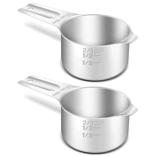 Modern 2PCS 2 3CUP 160ML 5.3OZ Measuring Cup 18 8 304 Stainless Steel 2 Count Relaxed