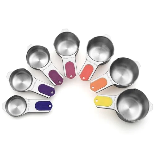 Premium 7 Magnetic Stainless Steel Measuring Cups Set 7 Count Clean