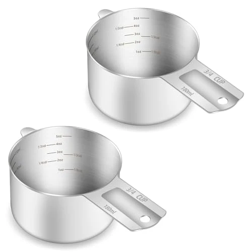 Original 2PCS 3 4Cup 180ml 6oz Measuring Cup Etched Inner Scale Measure Scoop Trendy