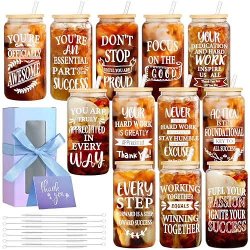 Stylish 12 Pack Employee Inspiration Gifts Glass Cups 12 Count Specialty