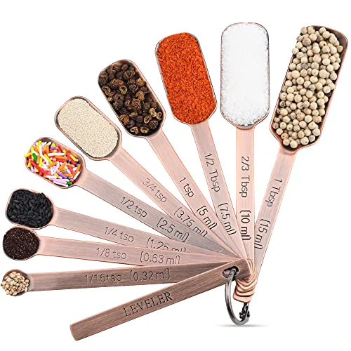 Sophisticated Copper Measuring Spoons Set 10 Clean