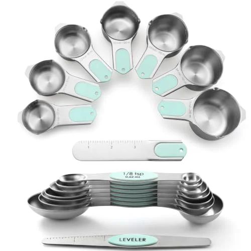 Clean Magnetic Measuring Cups Spoons Set of 15 with Levelers High-Performance