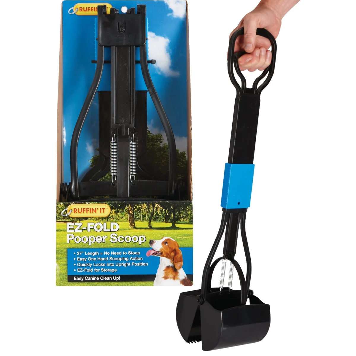 Consistent Ruffin’ it EZ-Fold 27 In. Black Plastic Pet Scooper Long-Lasting