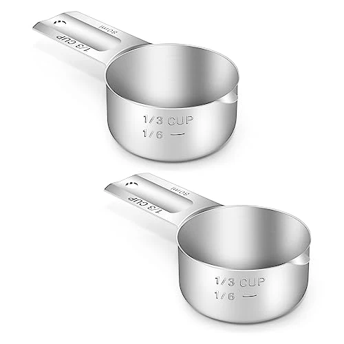 Solid 2PCS 1 3CUP 80ml 2.7oz Measuring Cup 18 8 Stainless Steel Measure Scoop 2 Count Green