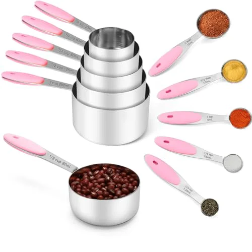Safe Stainless Steel Measuring Cups and Spoons Set of 10 Piece Superior