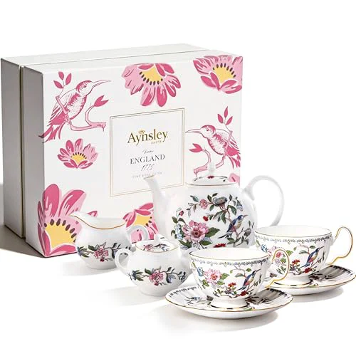 Lightweight Fine Bone China Tea Party Set For Adult 7 Pieces Porcelain Flower Tea Set Certified