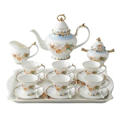 Modern 22 Piece Bone China Tea and Coffee Set Functional