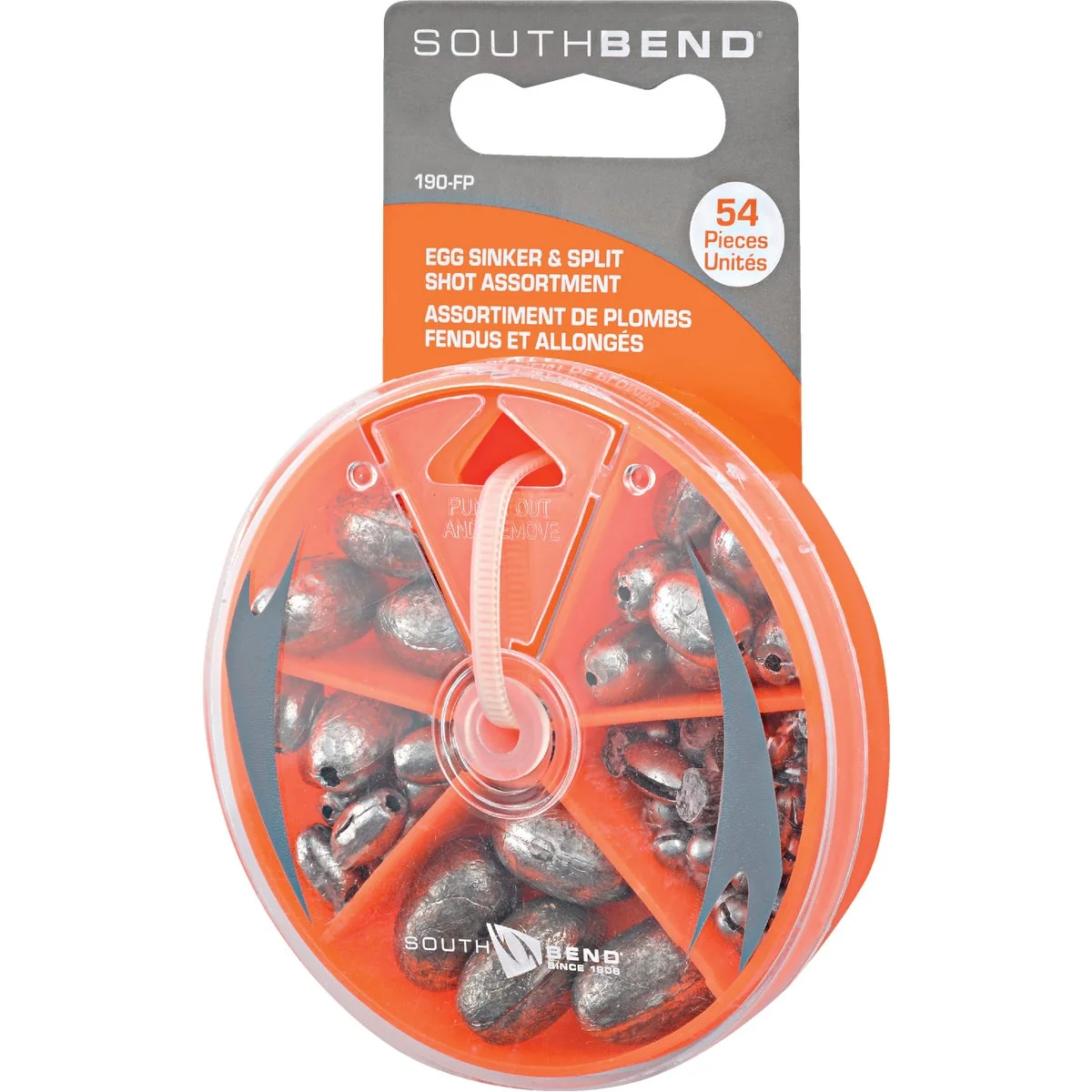 Recyclable SouthBend 54-Piece Egg Split Shot Sinker Kit Assortment Secure