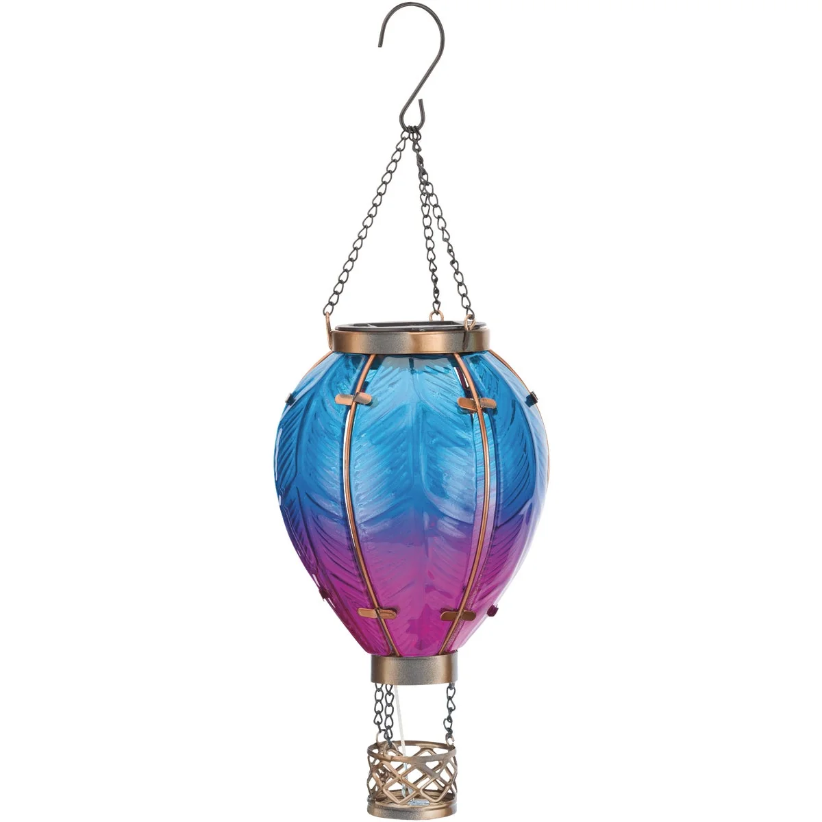 Quality Regal Art Gift 15 In. Metal Glass LED Hot Air Balloon Solar Lantern Authentic