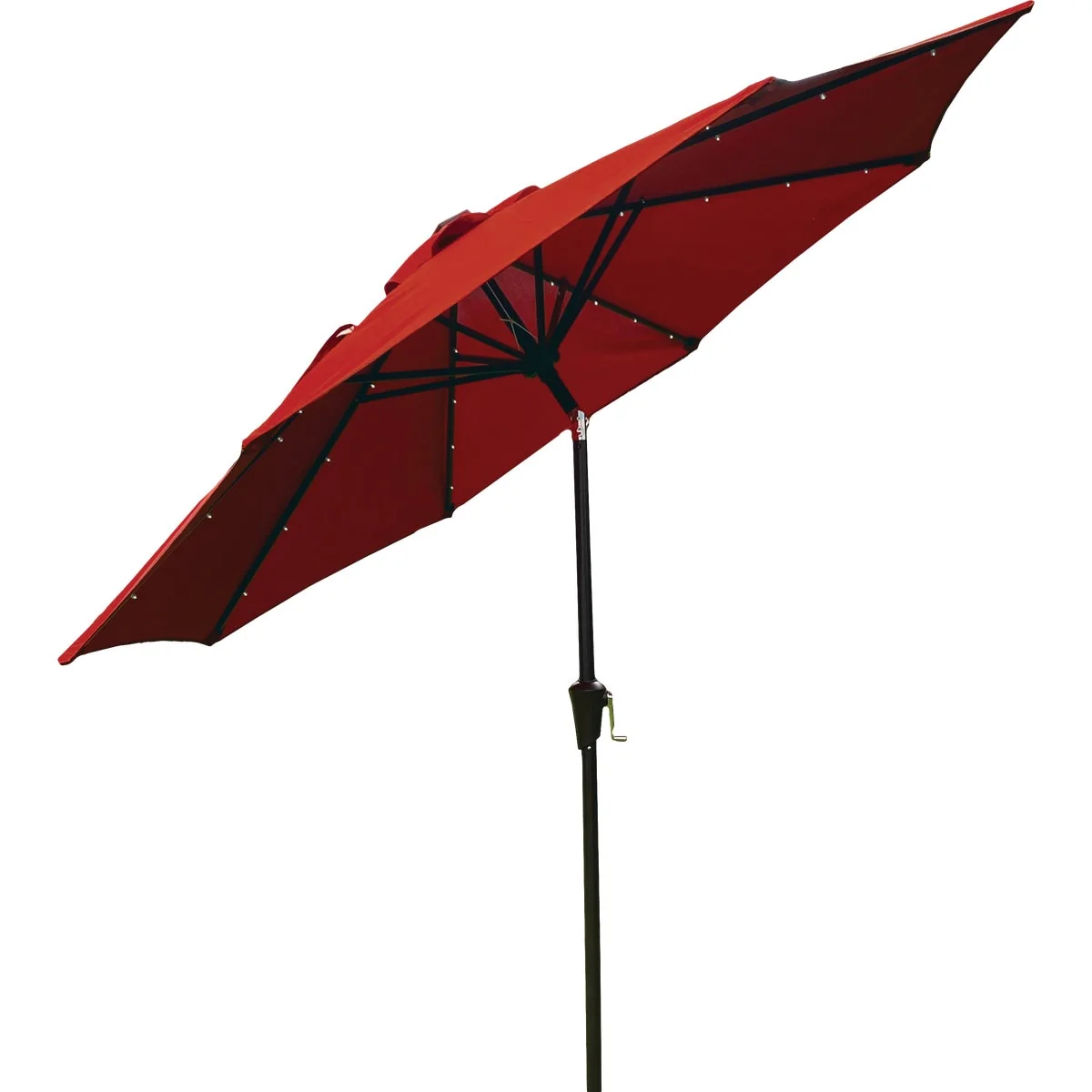 Long-Lasting Outdoor Expressions 9 Ft. Aluminum Tilt Crank Crimson Red Patio Umbrella with Solar LED Lights Official