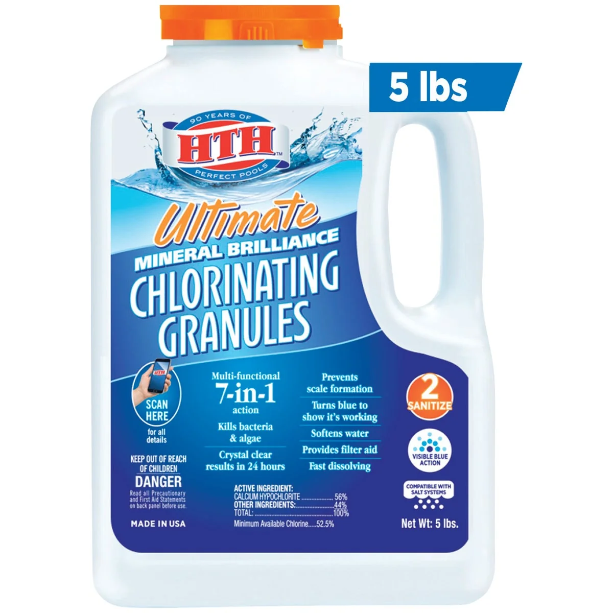 Powerful HTH 5 Lb. Mineral Brilliance Chlorine Granule Certified