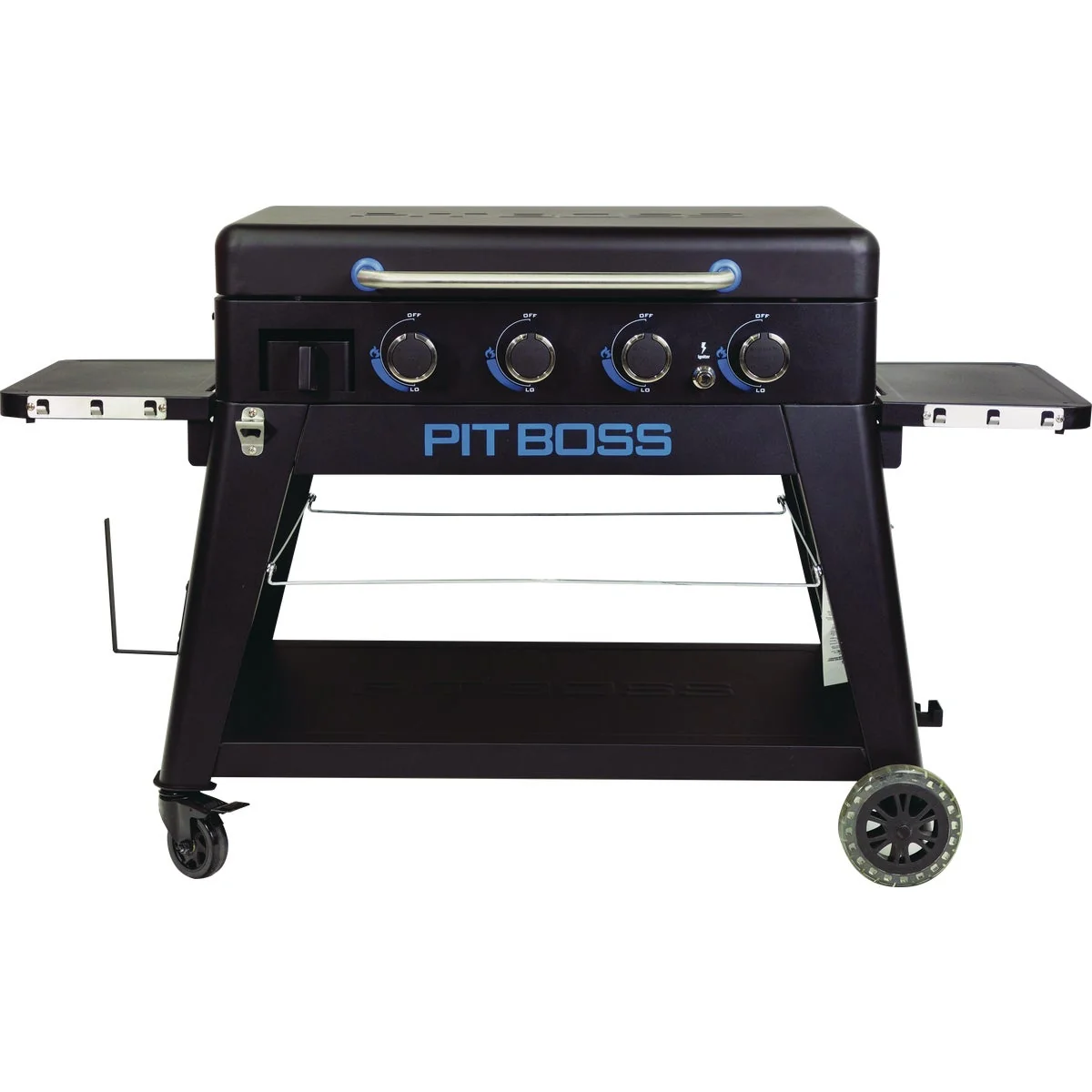 User-Friendly Pit Boss 4-Burner Black Stainless Steel 46 000 BTU 647 Sq. In. Outdoor LP Gas Griddle Certified