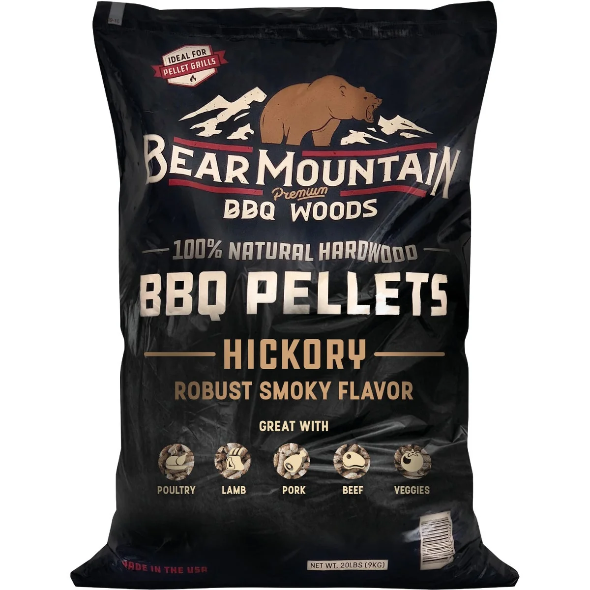 Practical Bear Mountain BBQ Premium Woods 20 Lb. Hickory Wood Pellet Selected