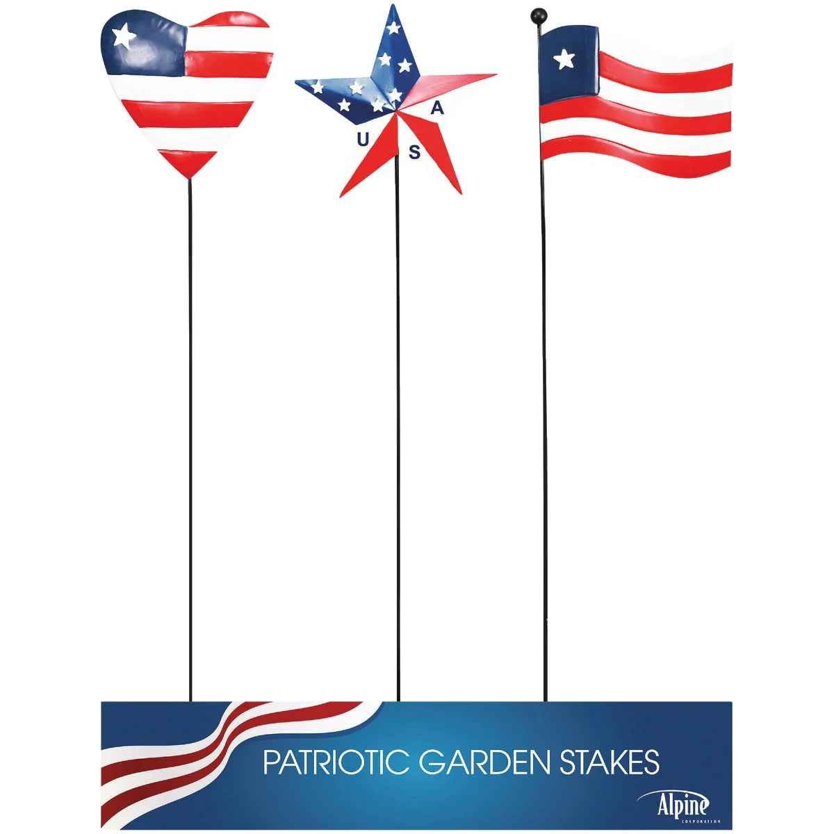 Quality Alpine 40 In. H. Metal Patriotic Flag Garden Stake Reliable