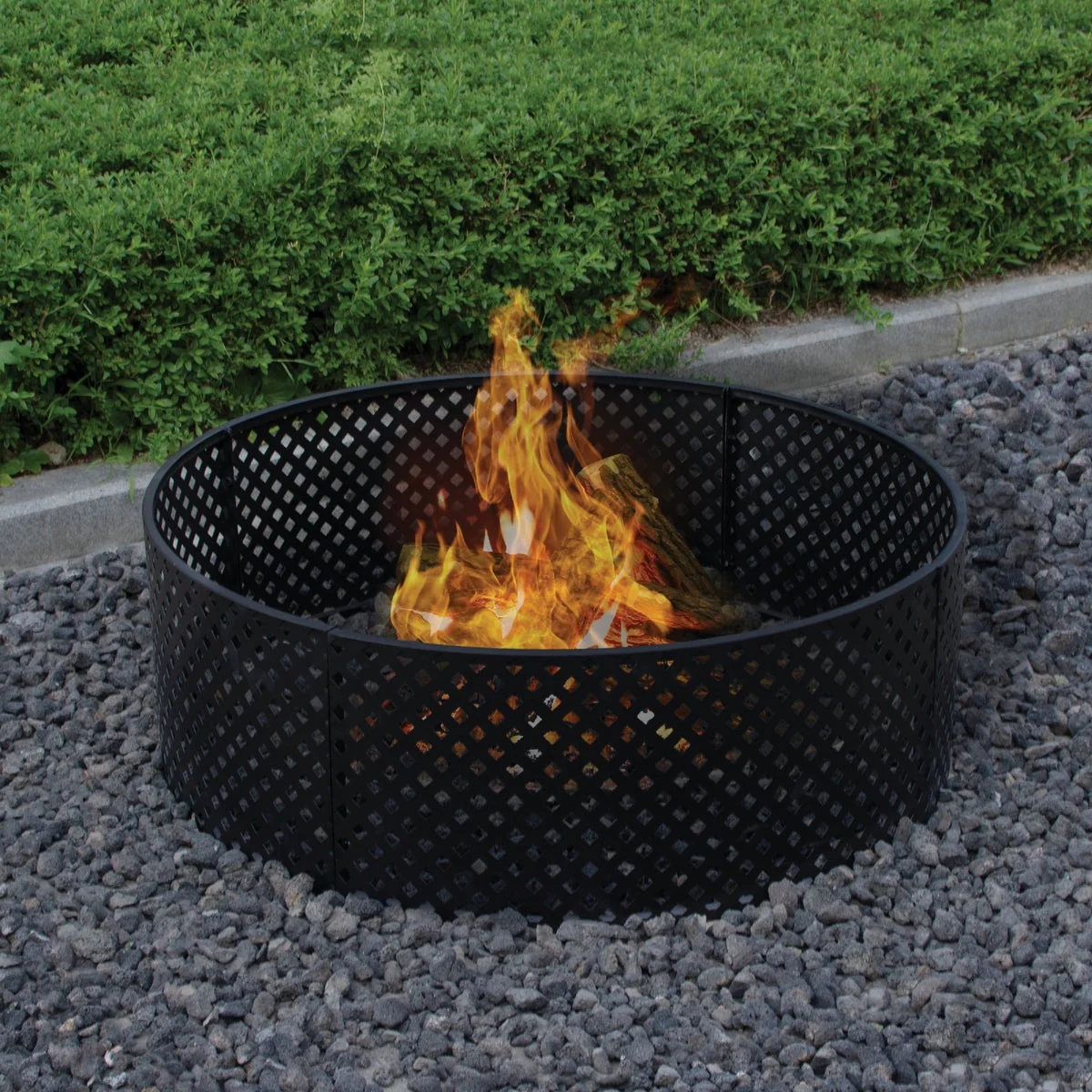 Functional Bond 36 In. Powder Coated Steel Lattice Style Fire Ring Genuine