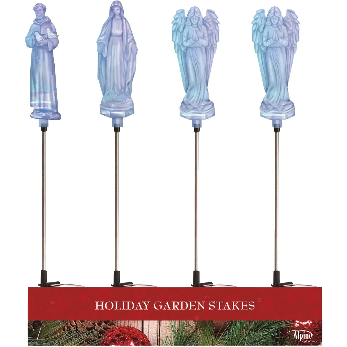 Minimalist Alpine 34 In. LED Solar Iridescent St Francis Mary Angel Holiday Garden Stake Professional
