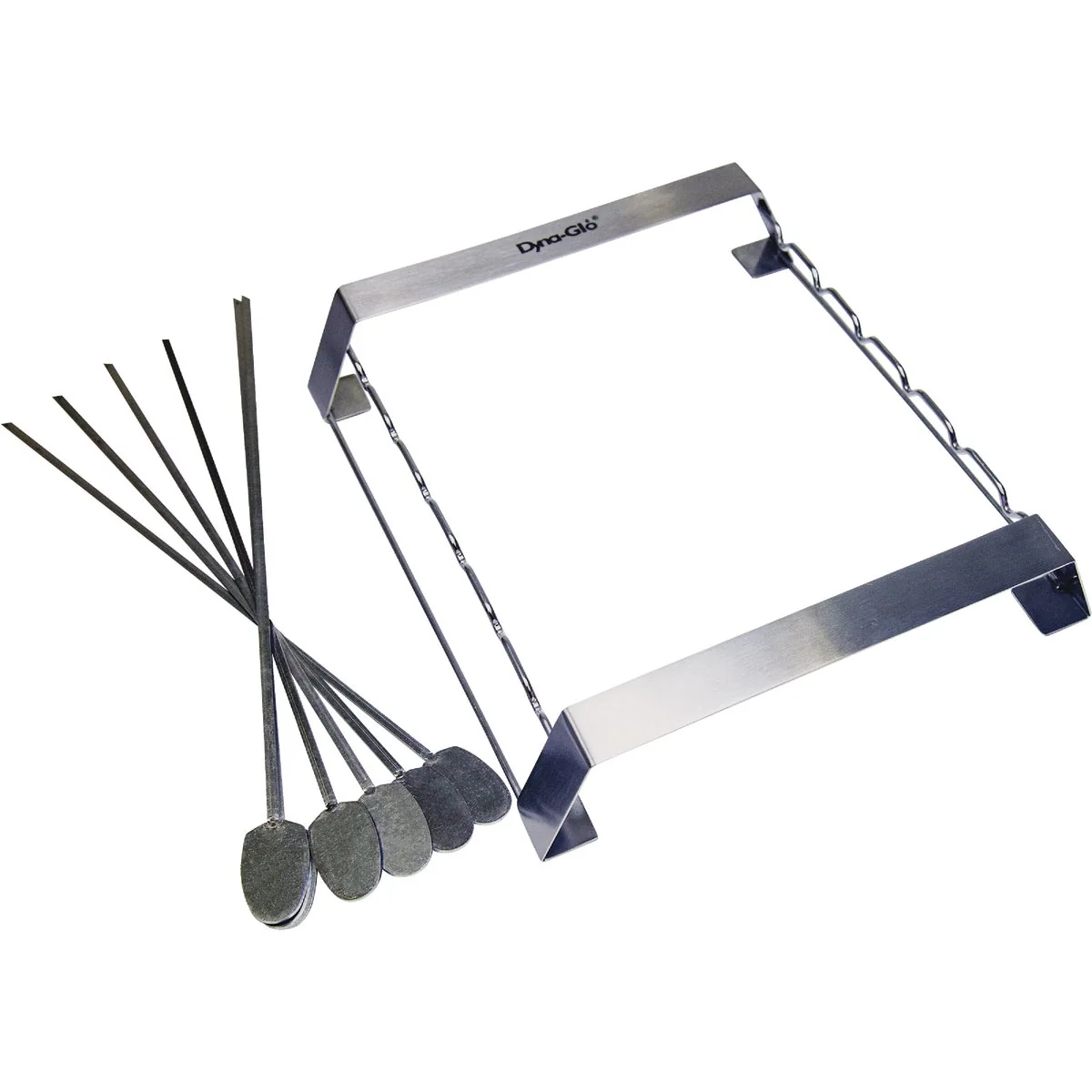 Green Dyna Glo Stainless Steel Skewer Rack Shish Kabob Set 6-Piece Eco-Friendly
