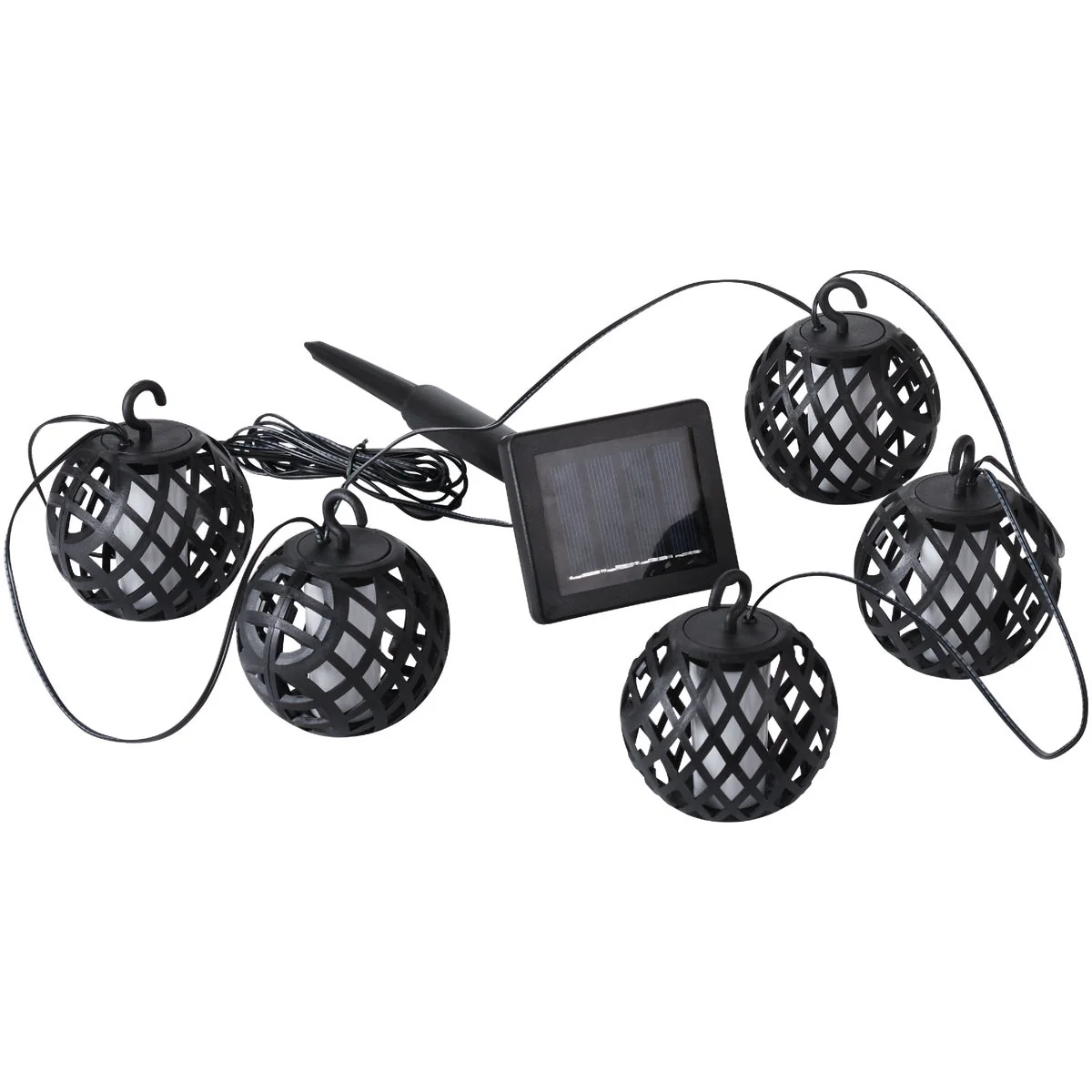 High-Quality Outdoor Expressions 126 In. 5-Light Solar Flame String Light Set Smooth