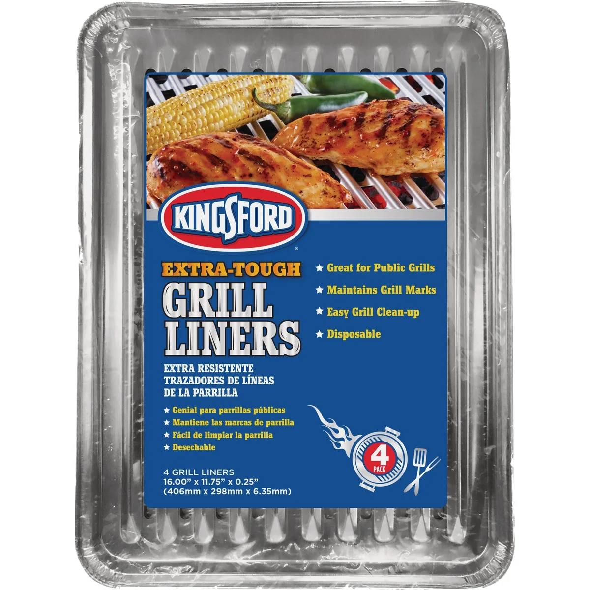 Fast Kingsford 11.75 In. W. x 16 In. L. Heavy-Duty Aluminum Non-Stick Grill Liner 4-Pack Modern