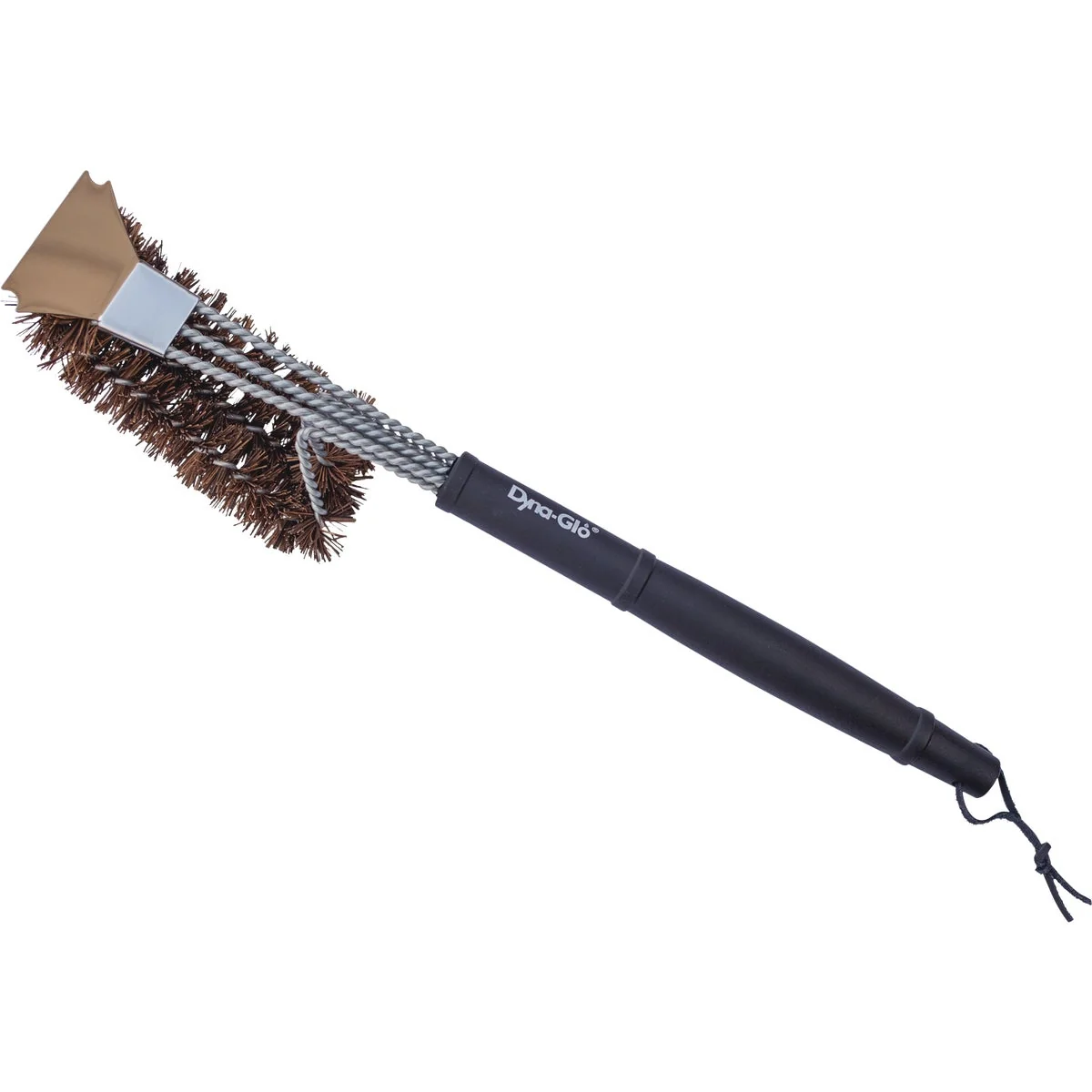 Convenient Dyna Glo 18 In. Palmyra Bristles Wired Grill Cleaning Brush with Scraper Practical