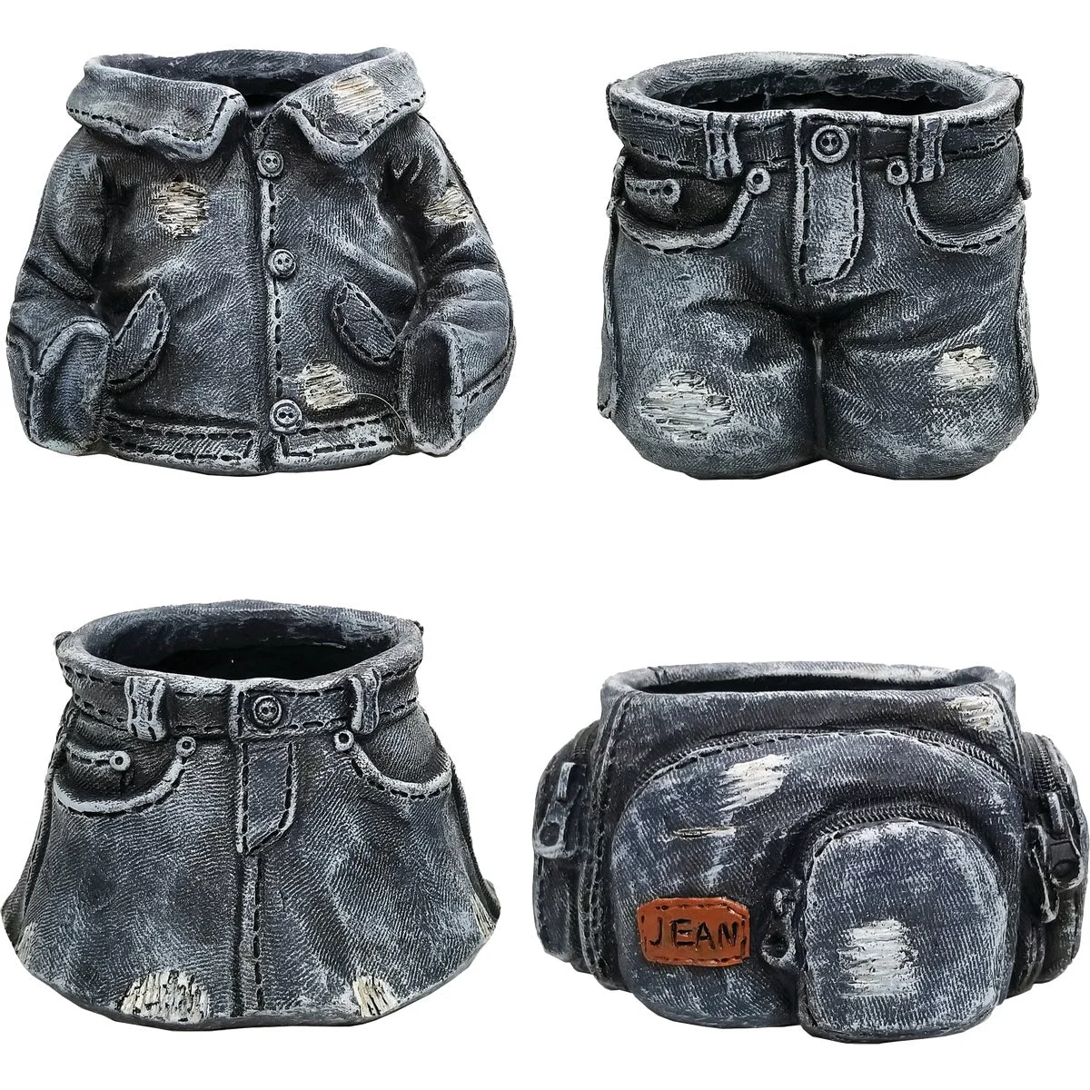 Comfortable Alpine 5.75 In. W. x 4.50 In. H. x 6.69 In. L. Polyresin Denim Gear Mini Planter Specialty