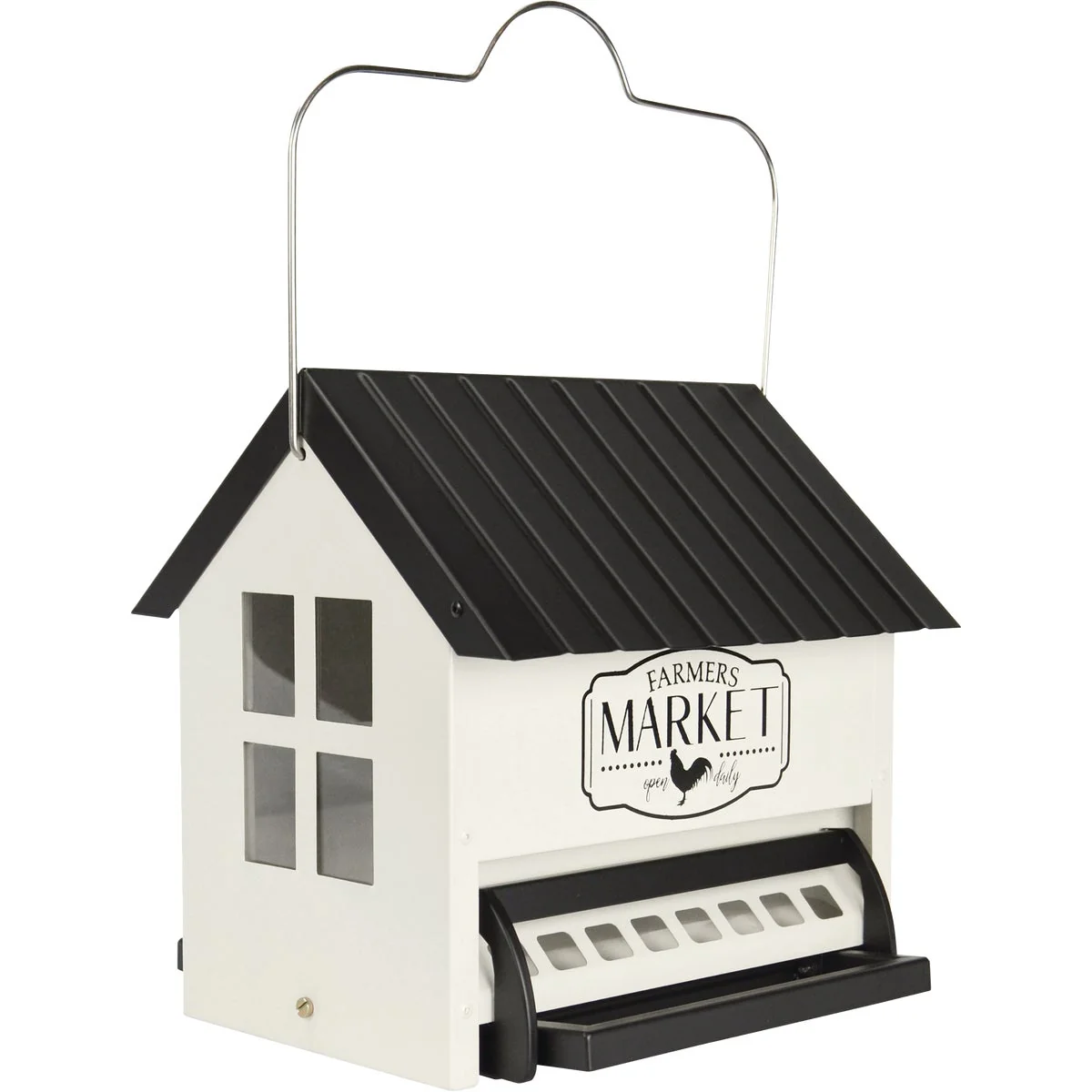Soft Squirrel Shield White Metal 5.5 Qt. Capacity Hopper Bird Feeder Sophisticated