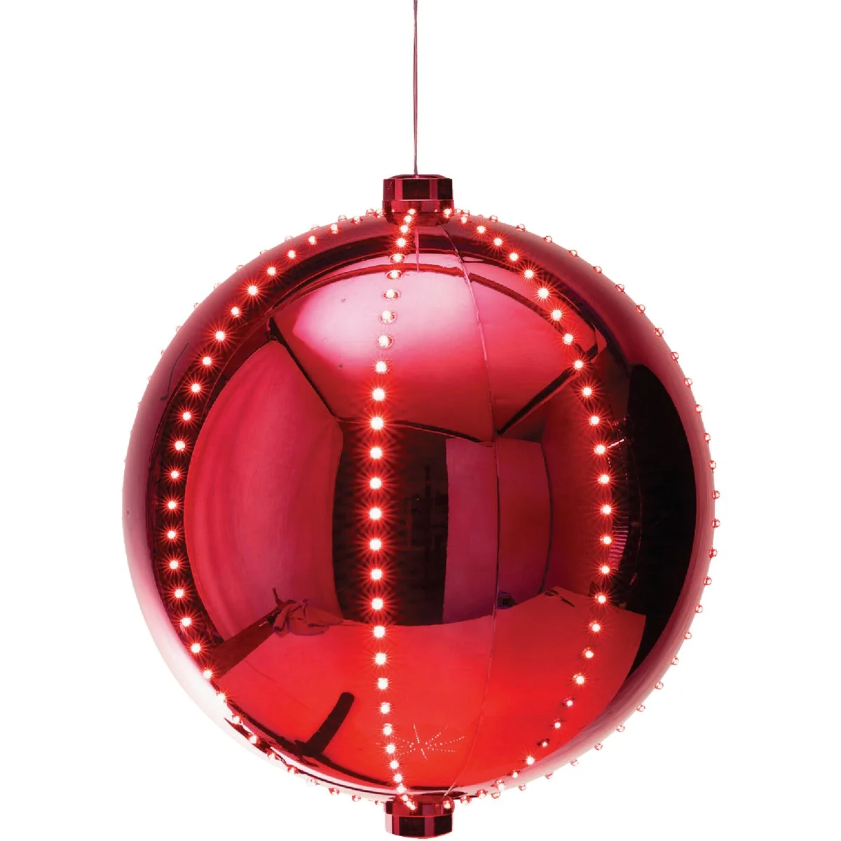 Comfortable Alpine 13 In. LED 240-Bulb Red Christmas Ball with Chasing LED Lights Classic