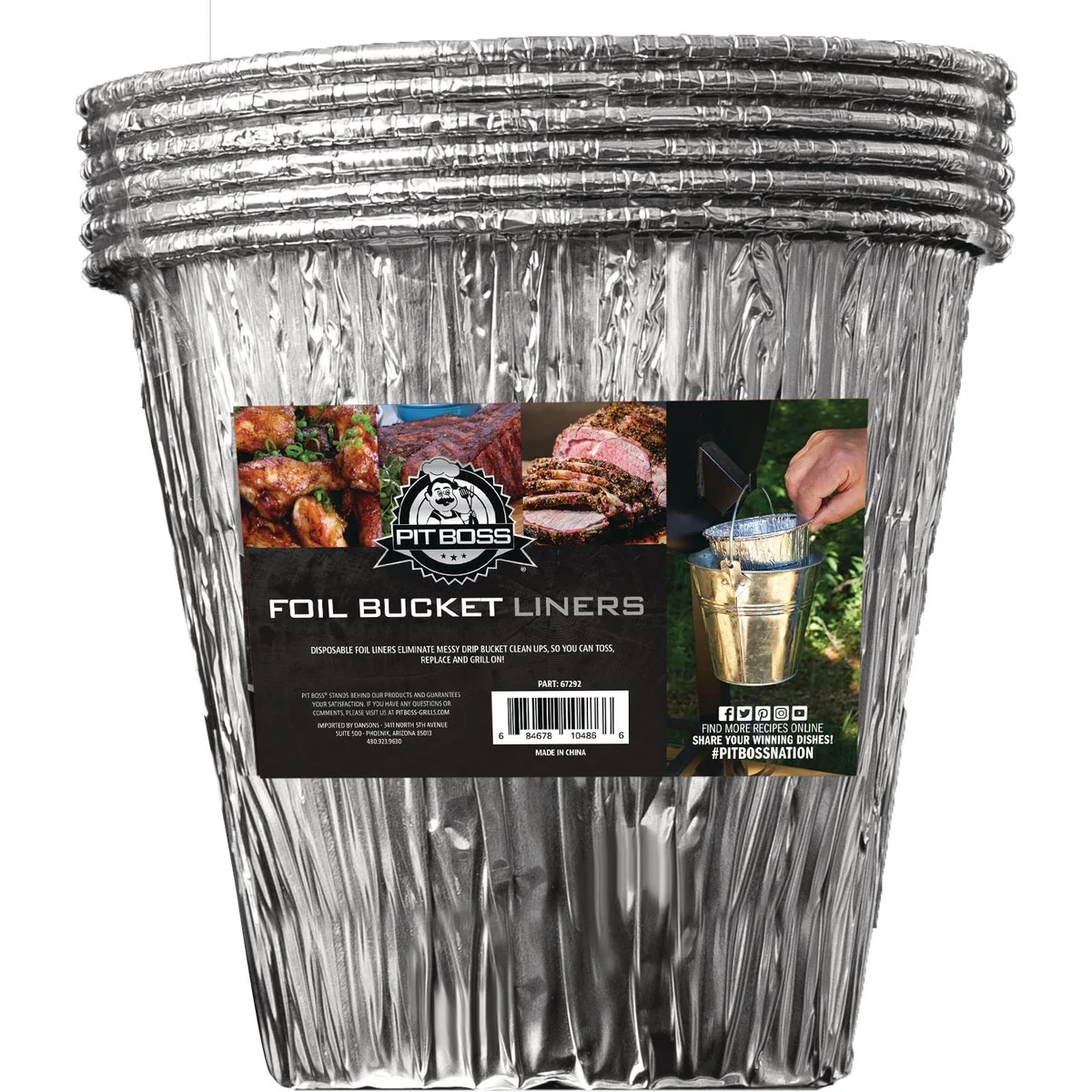 Unique Pit Boss 6 In. Grease Bucket Foil Liners 6-Pack Elegant
