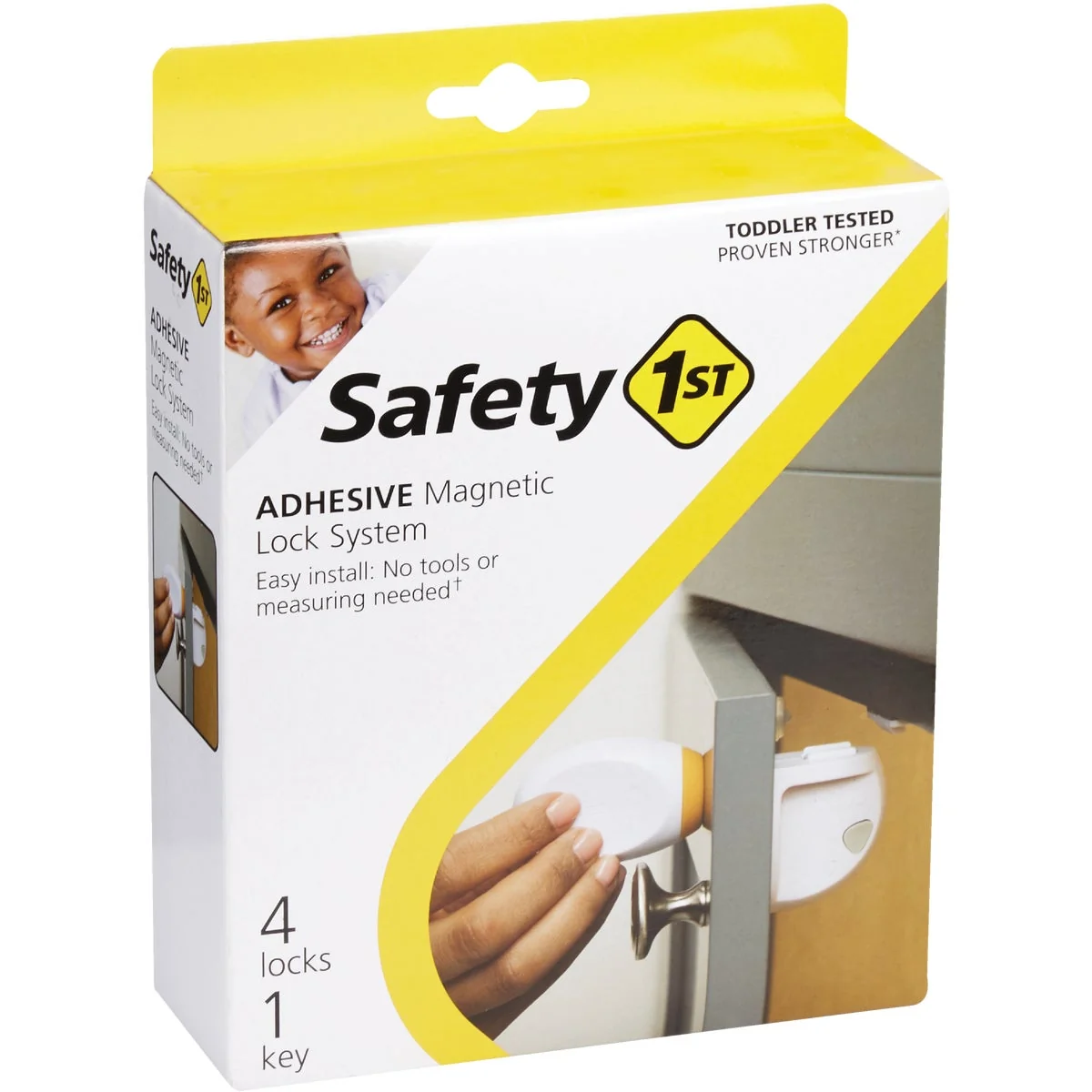 Advanced Safety 1st Plastic Adhesive Magnetic Lock System 4-Lock Set Professional