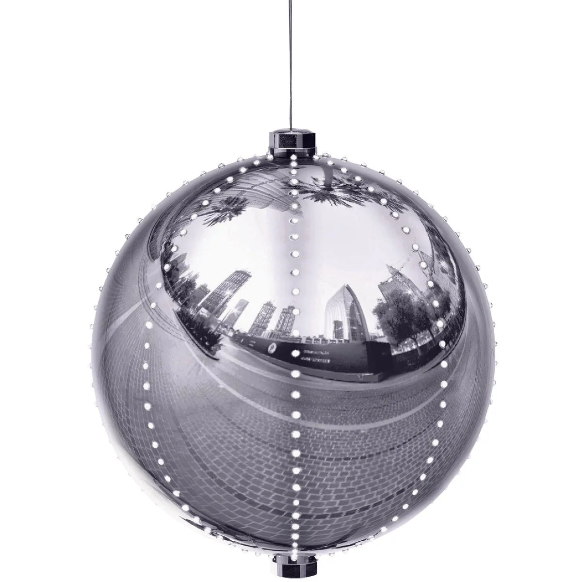 Original Alpine 13 In. LED 240-Bulb Silver Christmas Ball with Chasing LED Lights Traditional