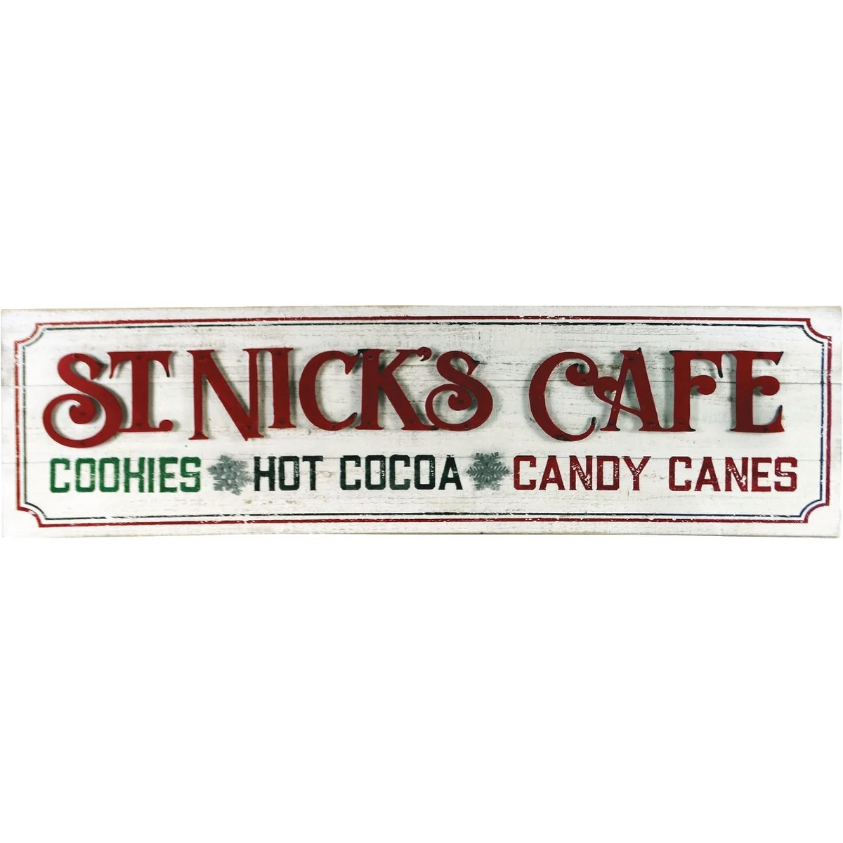 Elite Alpine 1 In. W. x 14 In. H. x 47 In. L. Metal St. Nick’s Cafe Christmas Wall Decoration Relaxed
