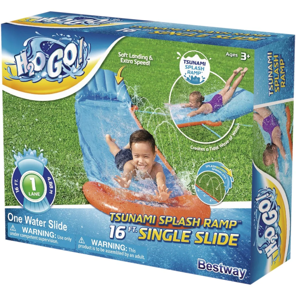 Reliable H2OGO Tsunami Splash Ramp 16 Ft. Single Water Slide Recyclable